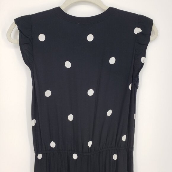 3/$25 LOFT Polka Dot Jumpsuit Pants XS Sleeveless Ruffle Trim Black - Picture 7 of 10